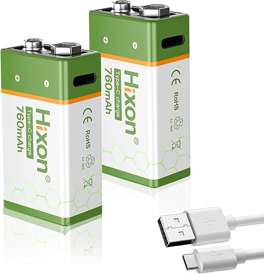 Hixon USB 9V Rechargeable Lithium Batteries by Hixon