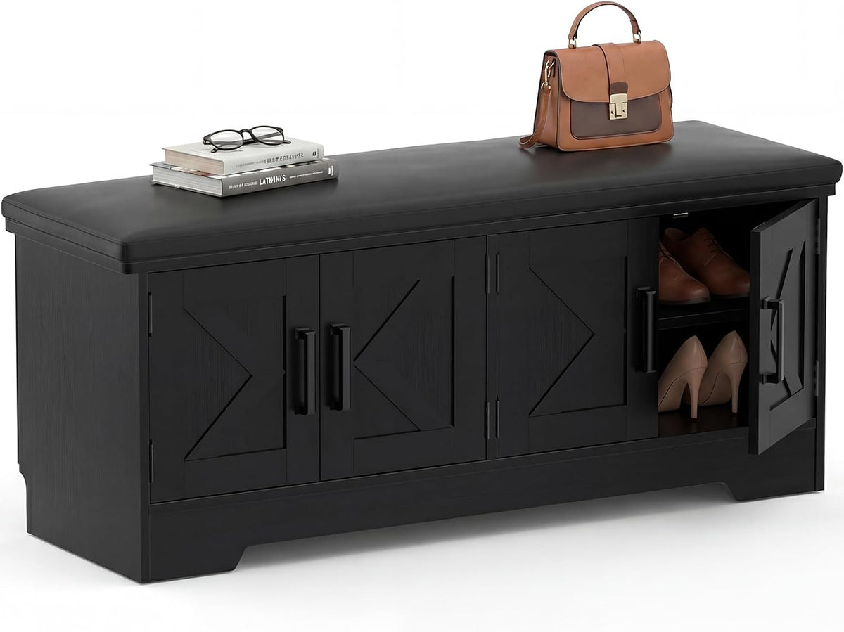 armocity 43.3" farmhouse shoe storage bench with cushion, main product view