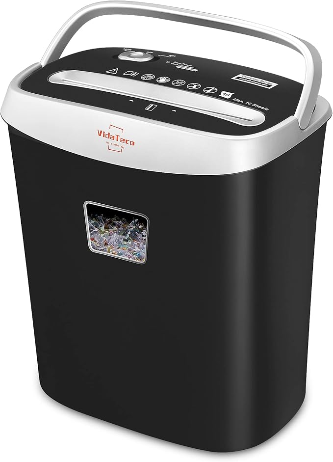 VidaTeco Paper Shredder for Home Office10-Sheet Cross-Cut Shredder by VidaTeco