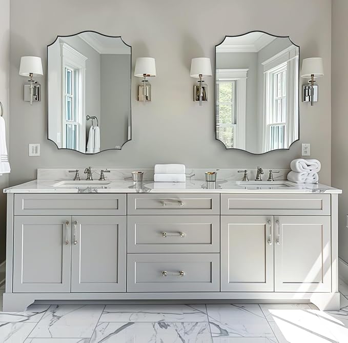 ANDY STAR Brushed Nickel Bathroom Mirror, 24x36’’ Silver Wavy Wall Mirror - Image 7