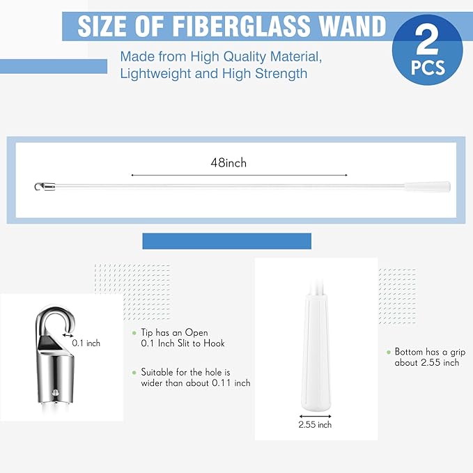 Bokon 2 Pieces White Fiberglass Blind Wand Vertical Blinds Stick Replacement - Image 2