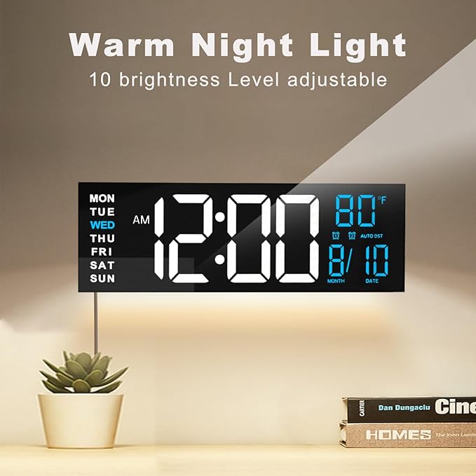 JALL 16" Large Digital Wall Mount Clock, Count Down Timer, Big LED, RGB Color - Image 6