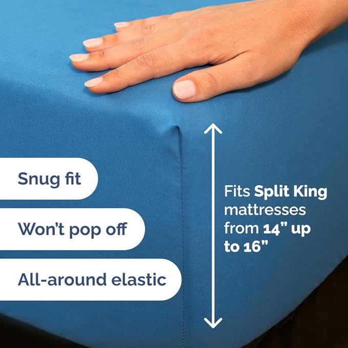 Split Head King Sheet Set – 4 Piece Flex Split Top King Sheets - Image 4