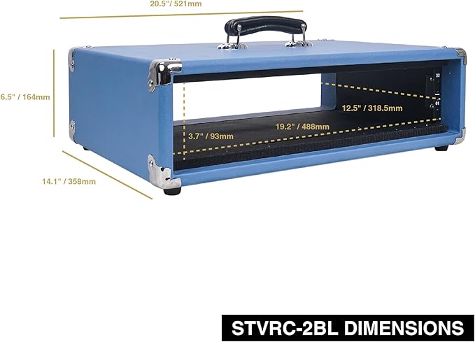 Sound Town Vintage 2U Amp Rack Case, 12.5" Depth - Image 7