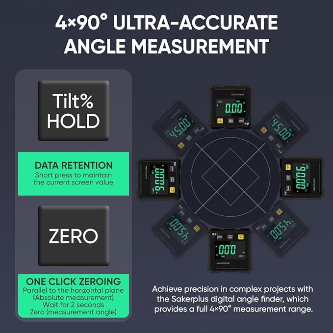 Saker Digital Angle Finder Protractor Tool, Precision Angle Measuring Tool - Image 2
