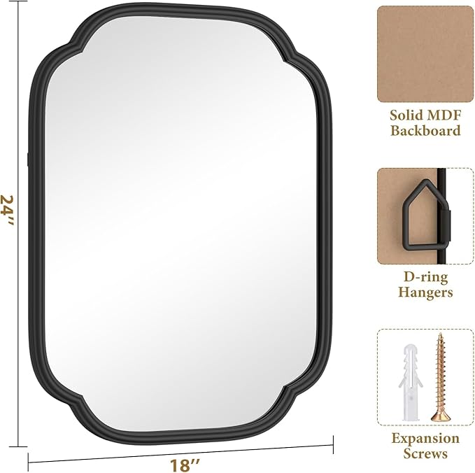 Black Bathroom Mirror for Wall - Image 4