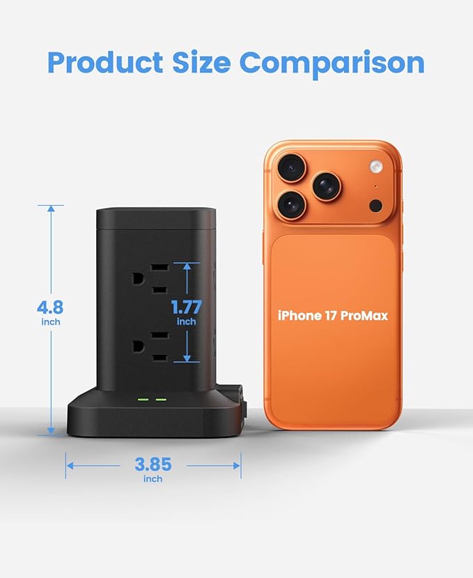 Power Strip Tower with Surge Protector 1800J, Fast Charging Tower PD20W USB-C - Image 2