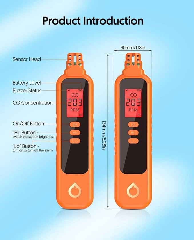 Carbon Monoxide Detectors, Portable CO Detector Battery Powered, Handheld - Image 5
