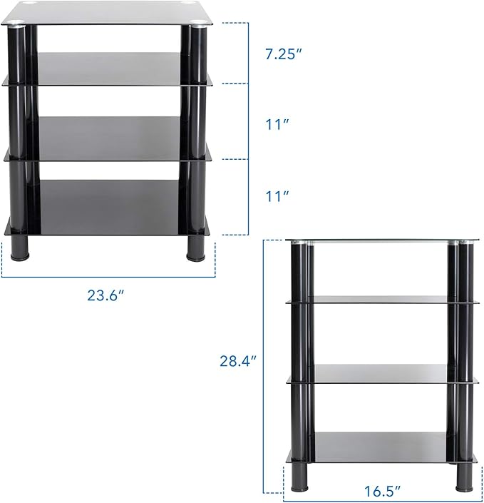 Mount-It! Tempered Glass AV Component Media Stand, Audio Tower and Media Center - Image 3