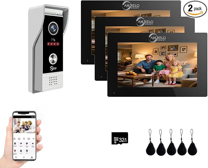 Video Doorbell Intercom System, 7 Inches Touch Screen Video Doorbell Door Phone by ANJIELOSMART