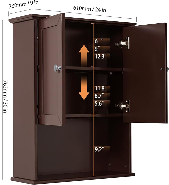 Bathroom Wall Cabinet Expresso Over Toilet Storage - Image 3