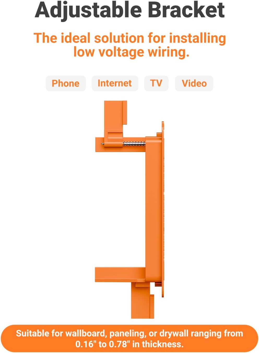 6 Pcs Low Voltage Mounting Bracket for Single Gang Wall Plate Orange | Low Voltage Box for Telephone Wires, Network Cable, HDMI, Coaxial, Speaker Wire