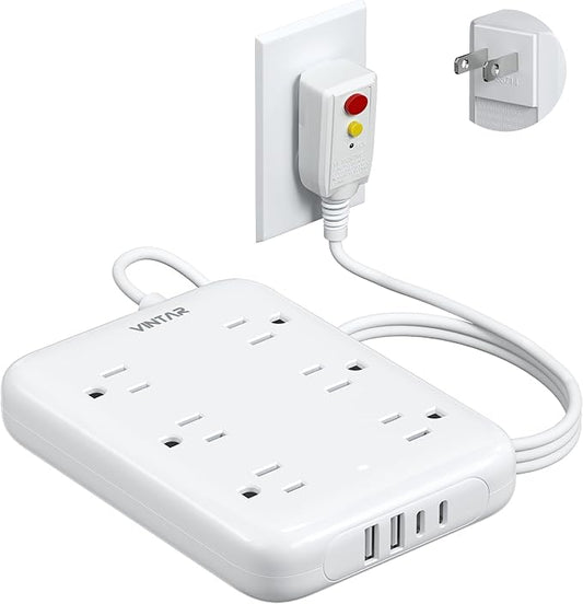 2 Prong GFCI Power Strip, VINTAR 2 Prong to 3 Prong GFCI Plug Adapter, 6ft by VINTAR