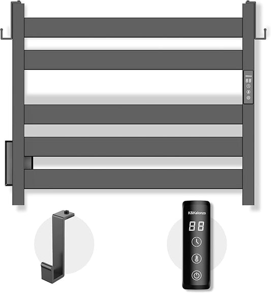 K&KALONZO Towel Warmer for Bathroom, Wall-Mounted 5-Bar Heated Towel Rack by KKALONZO
