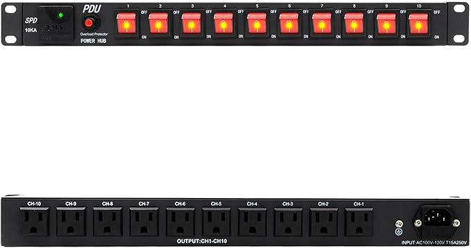 ThePoEstore 10 Outlets 1U Horizontal PDU Network Rackmount Power Strip by ThePoEstore