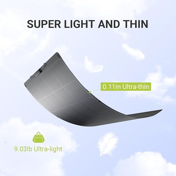 ALLPOWERS SF200 200W Flexible Solar Panel, Ultra-Thin 3mm Bendable - Image 2