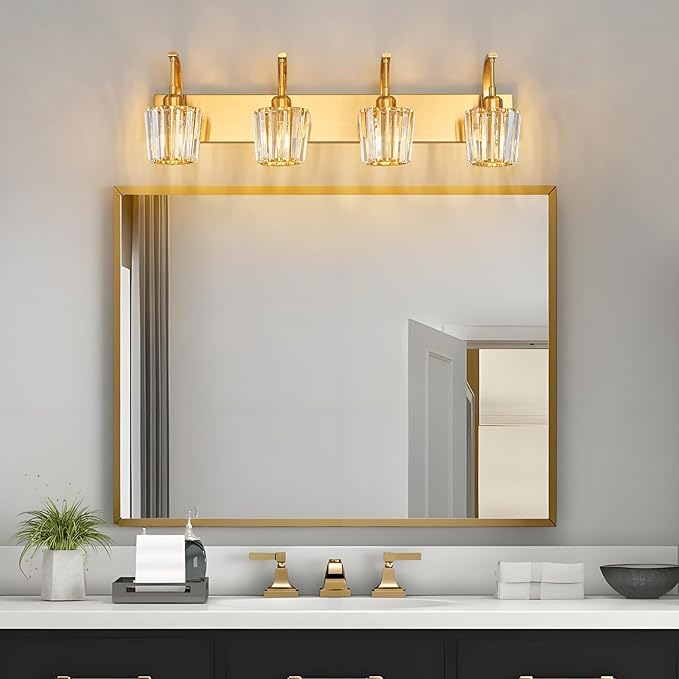 FDPBY Modern Bathroom Vanity Light, 4-Light Gold Wall Sconce - Image 7