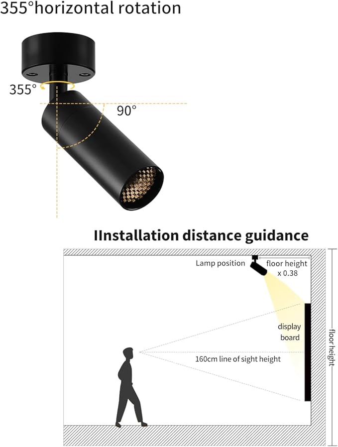 Gpaillumic Led Modern Directional Spotlight, Zoomable Monopoint Ceiling Spot - Image 6