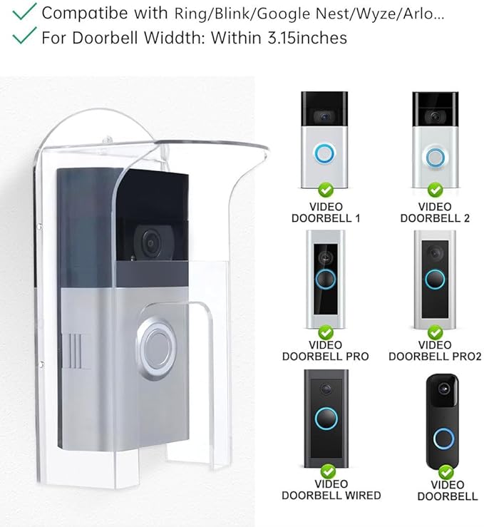YJNBEST Clear Acrylic Doorbell Rain Cover Suitable - Image 3