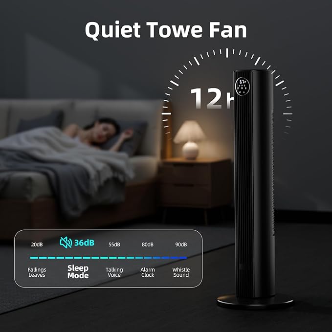 Antarctic Star Tower Fan Portable Floor Fans 85°Oscillating Fan Quiet Cooling - Image 5
