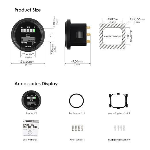Jayron Lead Acid Battery Indicator Meter Gauge Battery Capacity Meter - Image 6