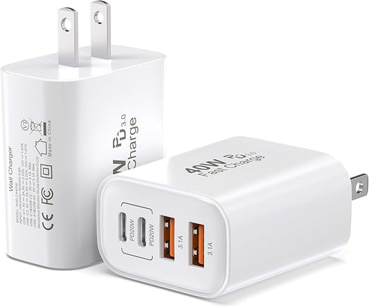 USB C Charging Block, iPhone Charger QC Multiport Adapter Charger Type C Box by TTC