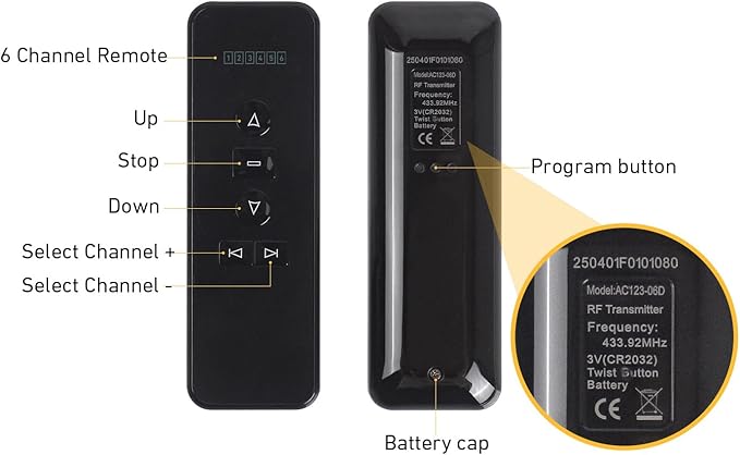 Rollerhouse AC123-06 RF433.92MHz Transmitter, 6 Channel Hand-Held Controller - Image 3
