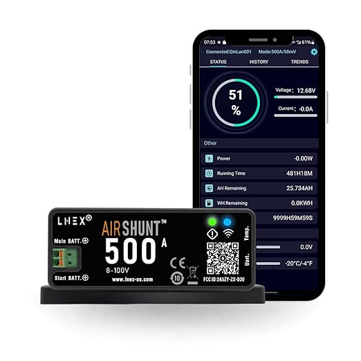 LNEX Bluetooth Battery Monitor, 500A Smart Shunt by LNEX