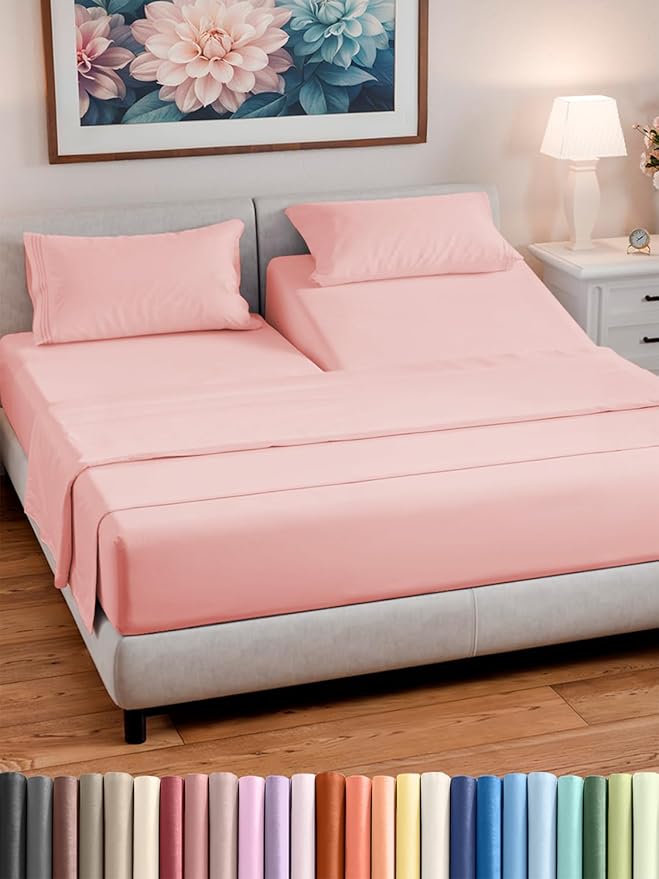 Split Head King Sheet Set – 4 Piece Flex Split Top King Sheets by CGKUnlimited