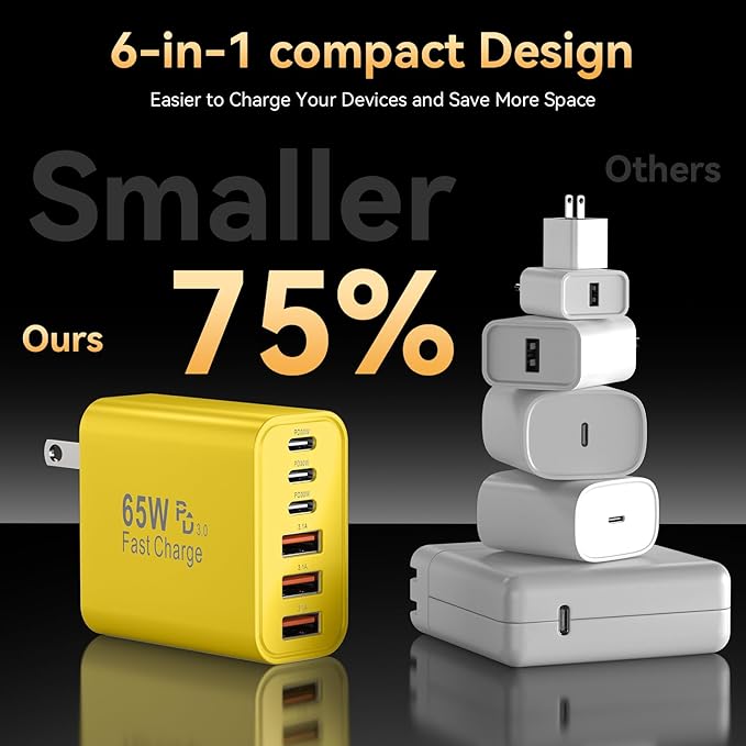 USB C Fast Charger Block, iPhone Charger Fast Charging Blocks 65W Multi Port - Image 4