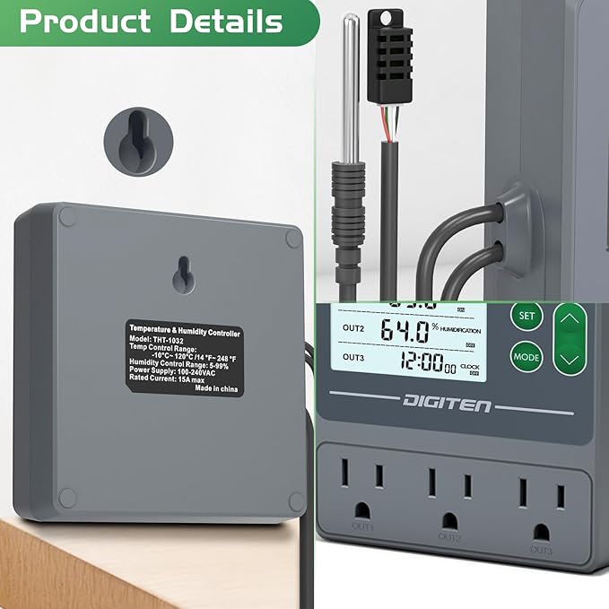 SENSTREE Dual Probe Temperature & Humidity Controller, Independent Sensors - Image 4