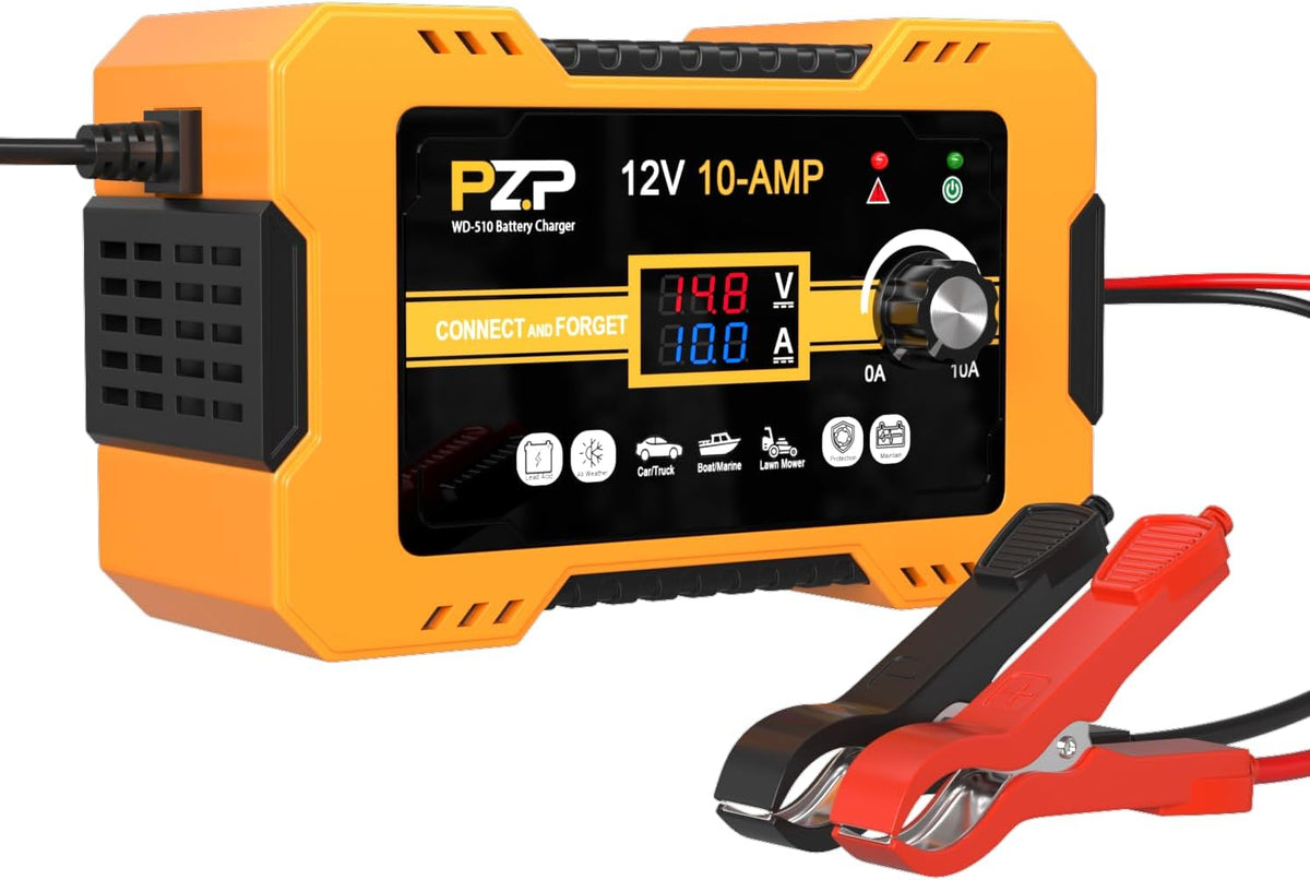 12V Automatic Car Battery Charger, 0-10A Arbitrarily Adjustable Smart Trickle