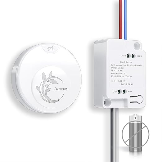 Avorecta Wireless Light Switch and Receiver Kit, Self-Powered Remote Light by AvorectaWirelessSwitch