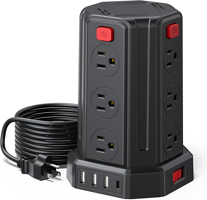 Power Strip Surge Protector, 10 Ft Extension Cord by SMALLRT