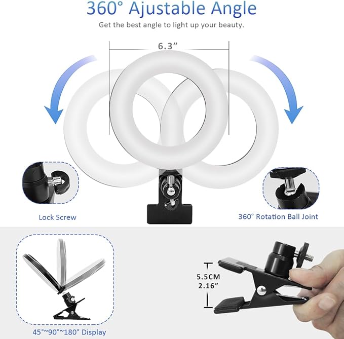 Cyezcor Video Conference Lighting Kit， Clip on Light Reading Lights， Ring Light - Image 4