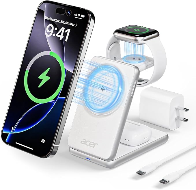 Acer 3 in 1 Charging Station for iPhone, Wireless Charger Stand, 15W Fast by Acer