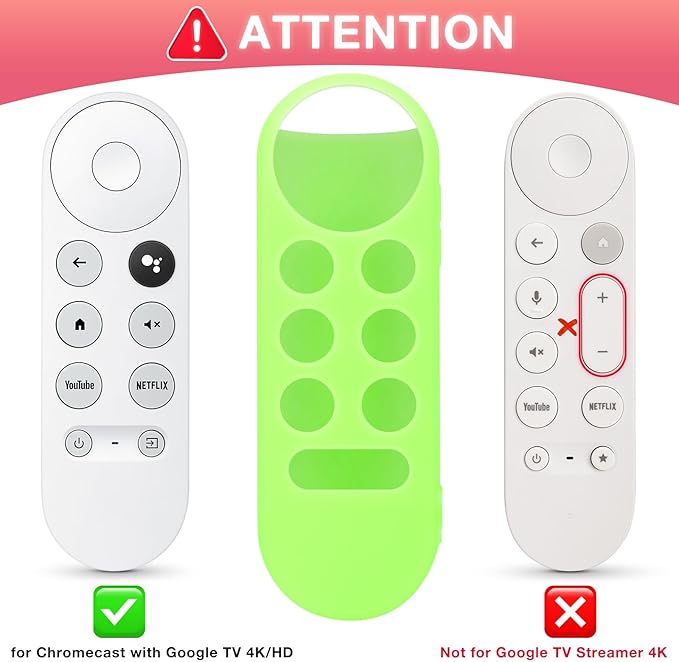 2PC Cover-Case-for-Chromecast-Google-TV-Remote, Glow-in-The-Dark Silicone - Image 3