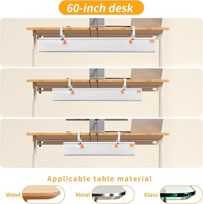 SUREUP9 No Drill Under Desk Cable Management Tray, Fabric Cable Management - Image 8