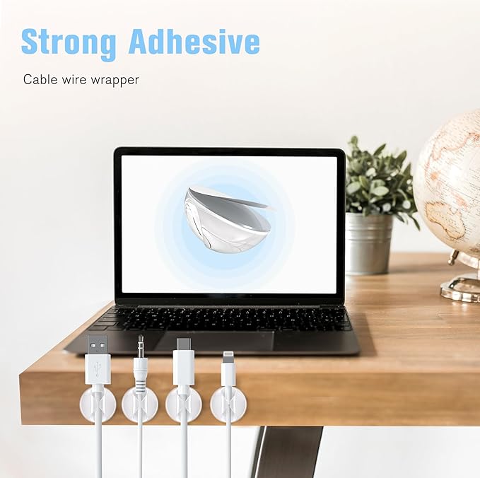 12 Pack Cable Clips, Znben Clear Cord Organizer Holder Adhesive Cord Management - Image 3