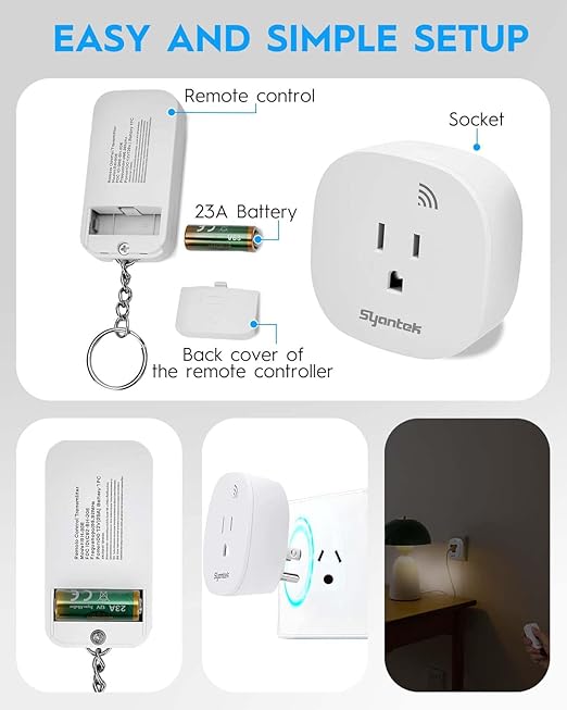 Syantek Remote Control Outlet, Wireless Remote Light Switch Kit, 100FT Long - Image 7