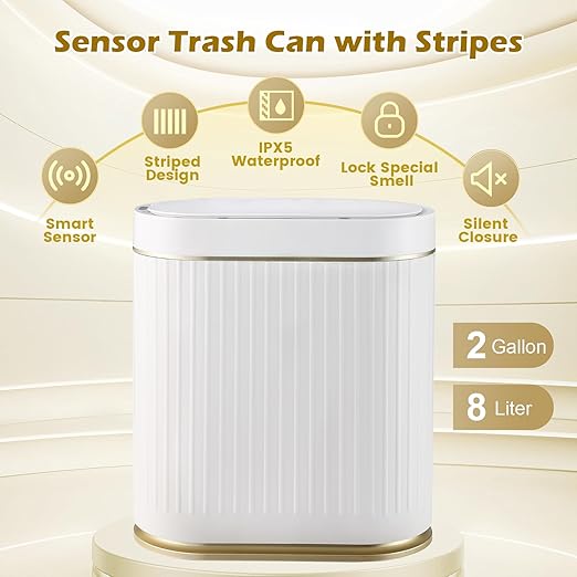 Bathroom Trash Can with Lid Automatic 2 Gallon Motion Sensor Garbage Bin - Image 5