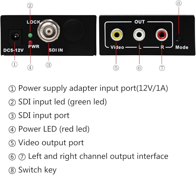 HDSUNWSTD HD 3G SDI to AV CVBS Video Converter Support 1080P L/R Audio Output - Image 3