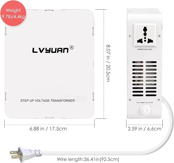 LVYUAN 2000W Voltage Transformer Step Up/Down Converter, 110V/120V to 220V/240V - Image 4