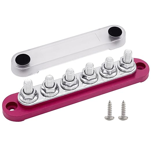 6 x M8 Studs Power Distribution Block Bus Bar 12V, Ampper 5.9" HD 200A Marine by Ampper