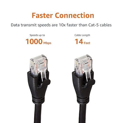 Amazon Basics RJ45 Cat 6 Ethernet Patch Cable, 1Gpbs Transfer Speed, 14 Foot - Image 6