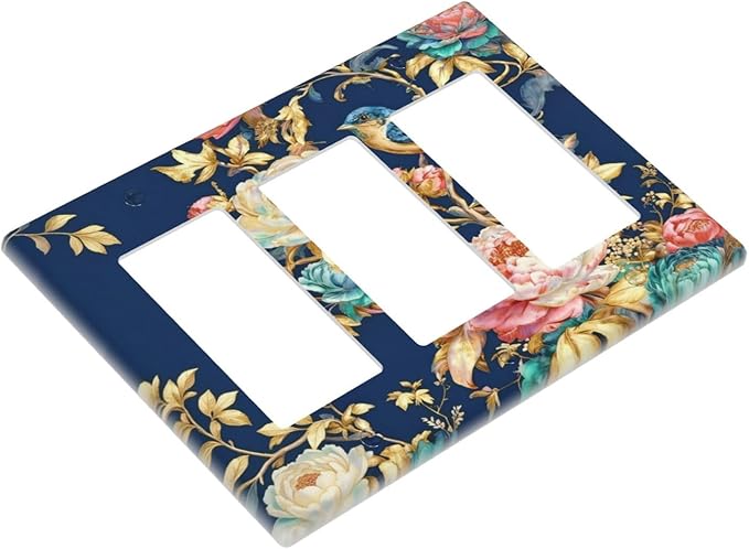 Bvtewkhz Floral Birds Morris 3 Gang Triple Rocker Decorative Outlet Covers - Image 3