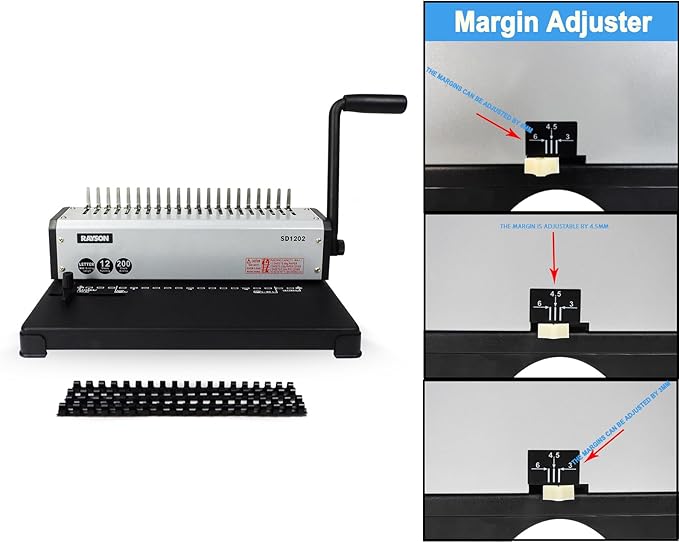 RAYSON SD1202 Comb Binding Machine, 19 Holes, Max Punching Letter Size - Image 3