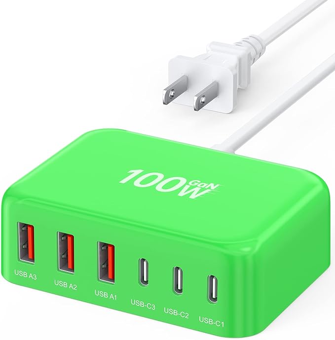 USB C Fast Charger, 100W GaN 6 Port Type C Charging Station Hub Block Cube by BREEKET