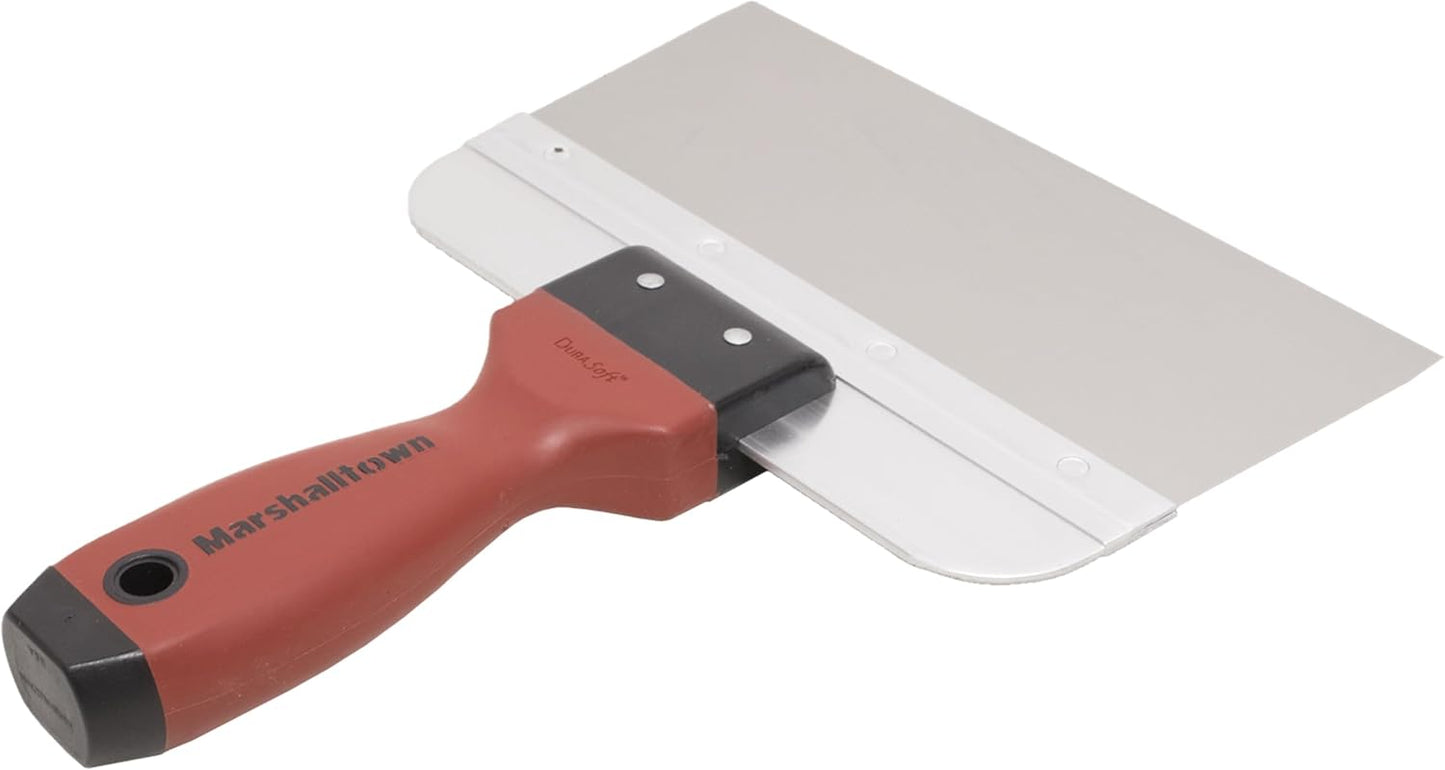 MARSHALLTOWN DuraSoft I Taping Knife, 6 x 3 Inch, Drywall, Assembled in USA | Tempered Stainless Steel Blade with Aluminum Backing Feathers Drywall Mud, 6 x 3 Inch, 3506SD