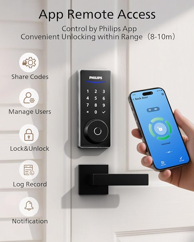 Philips Fingerprint Smart Lock, Keyless Entry Door Lock, Smart Door Locks - Image 3
